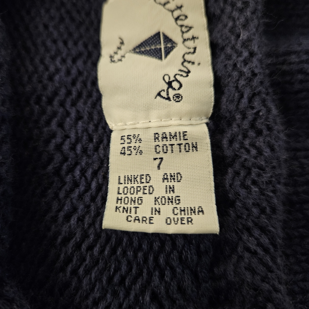 Kitestrings Blue Boys Sweater Pullover Size 7 Stripe Ramie Cotton Blend Vintage - Picture 4 of 5